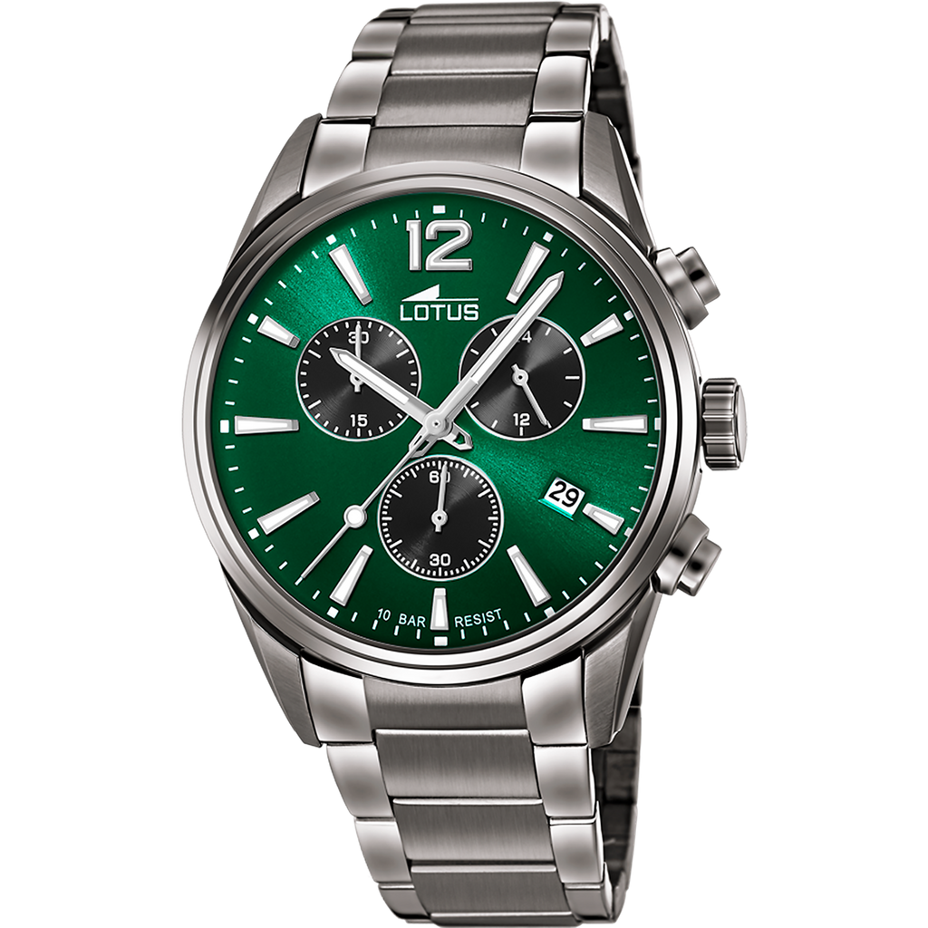 OROLOGIO LOTUS CHRONO 18682/4 VERDE CINGHIA ACCIAIO INOSSIDABILE 316L, UOMO