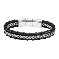 bracciale uomo pelle e aciiaio regolabile