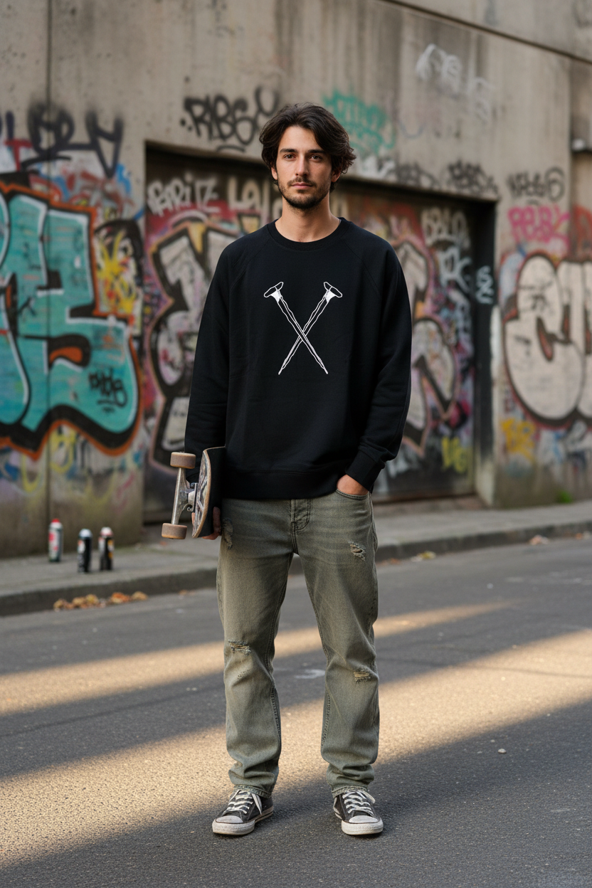 Felpa Tacks Nera - Skater Autentico