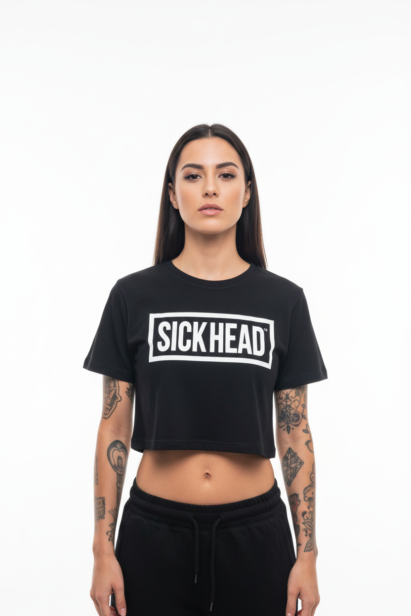 SICK HEAD Crop T-shirt modeled